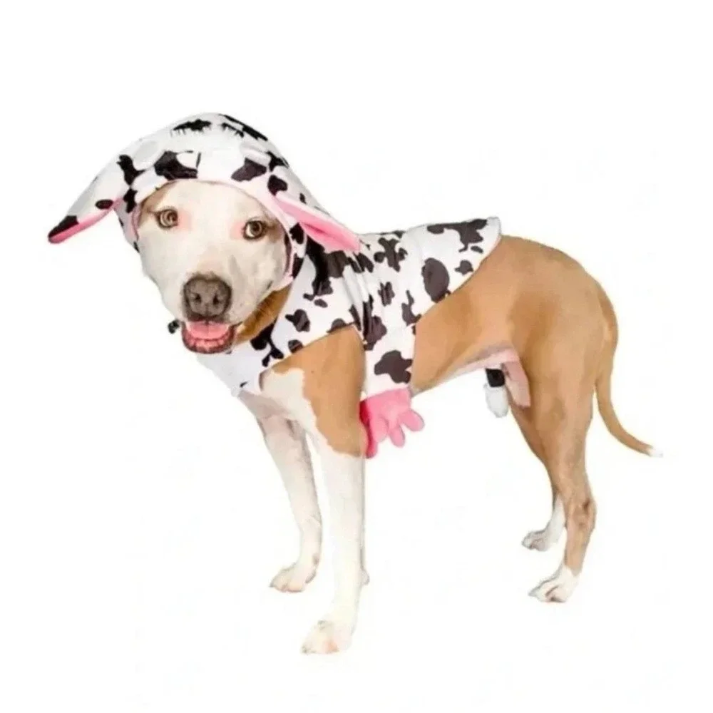 Skull & Bones Dog Costume Cow w/ Udders Halloween‎ Outfit Pet Apparel Size Small